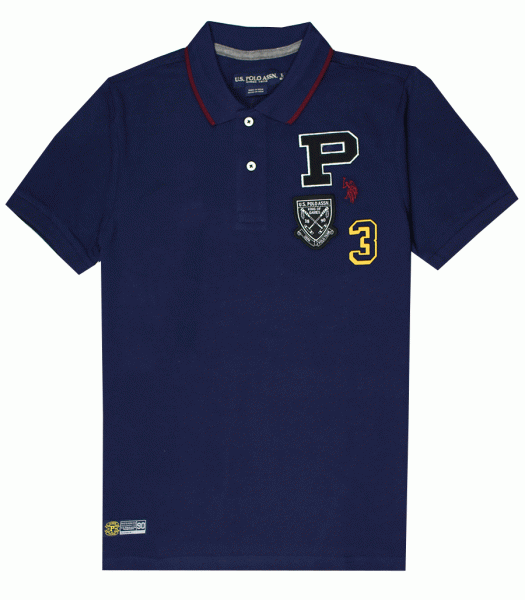 Us Polo Assn Navy Multi Crest Polo Shirt